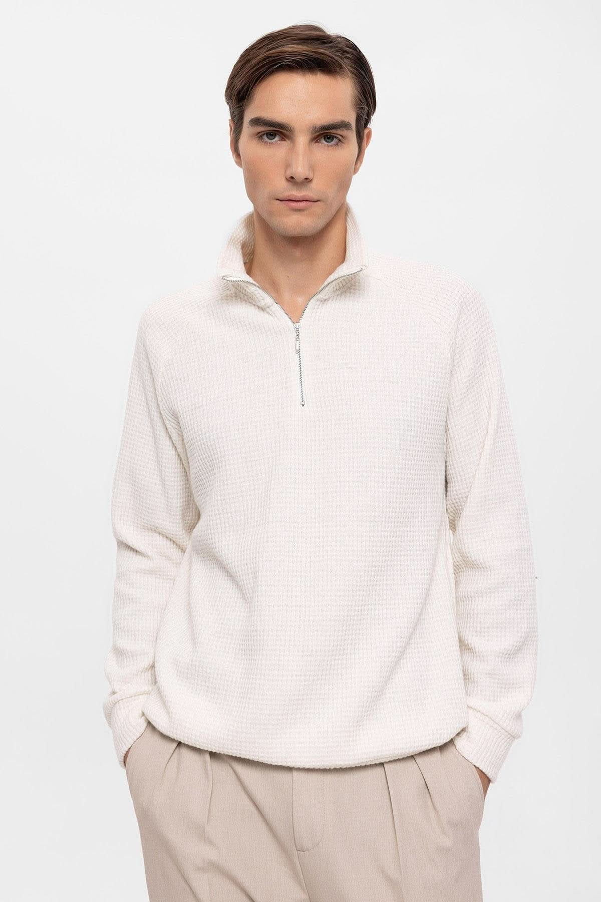 High Collar Sweater in Off White