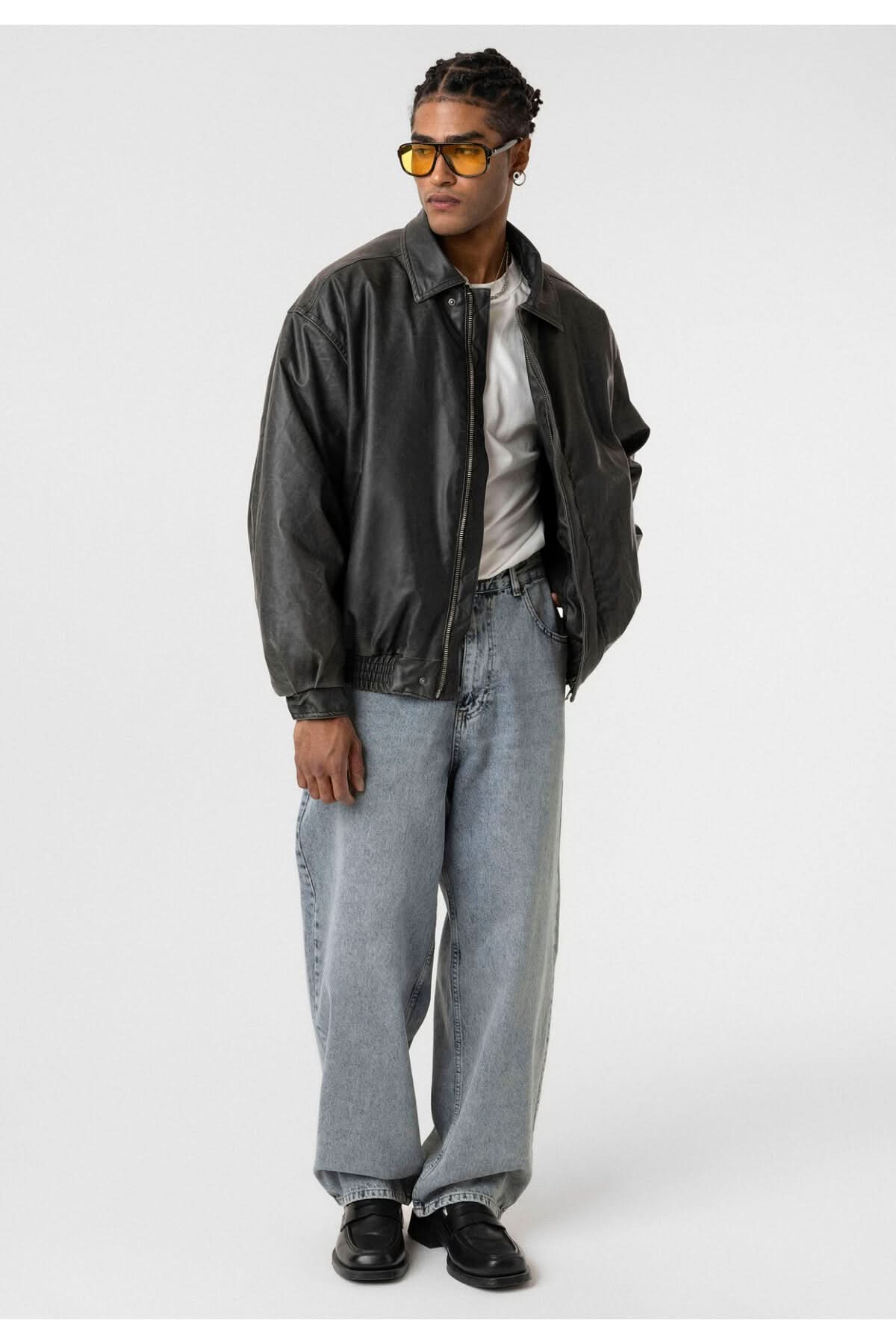 Washed Puffer Leather Jacket