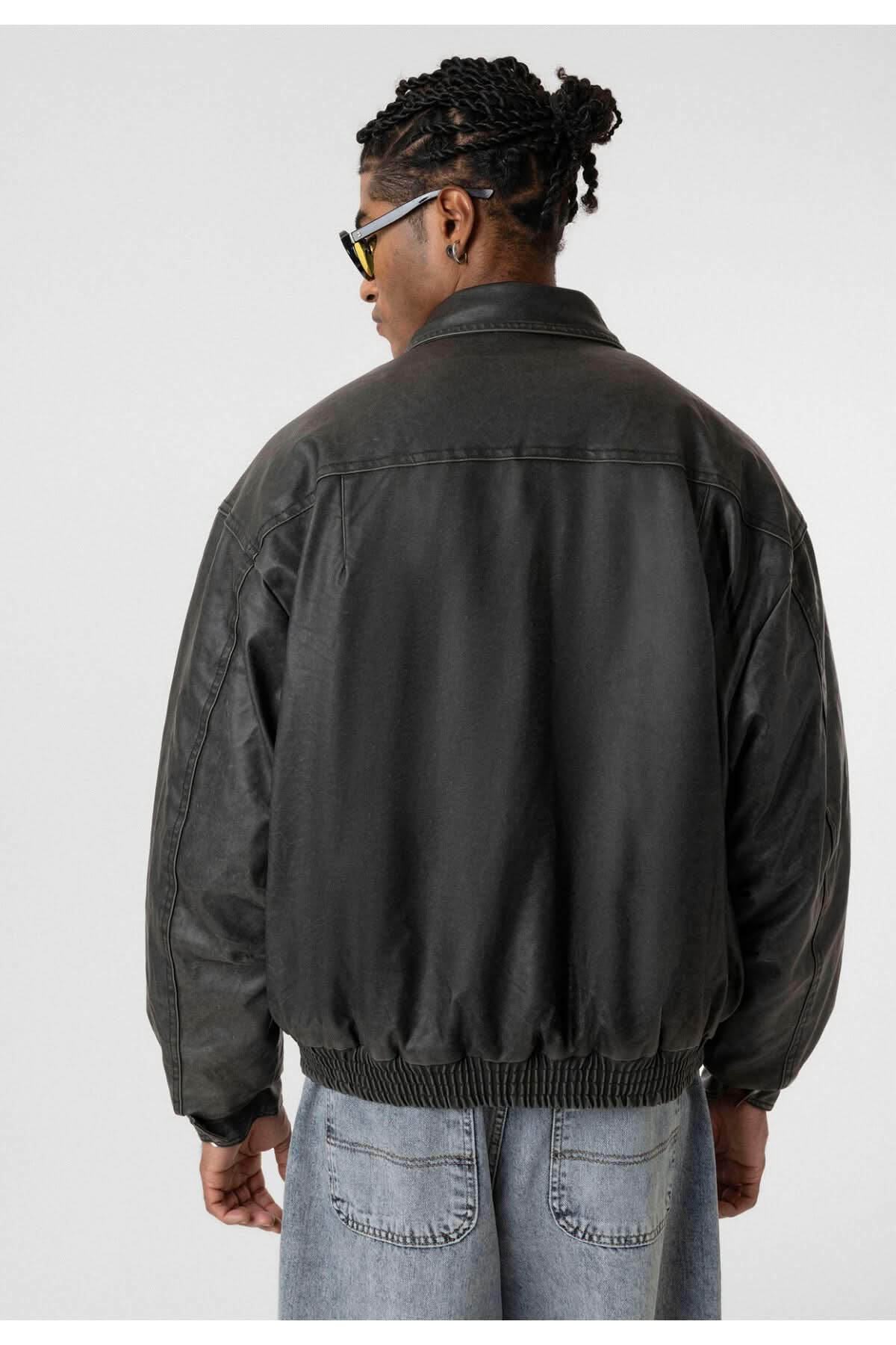 Washed Puffer Leather Jacket