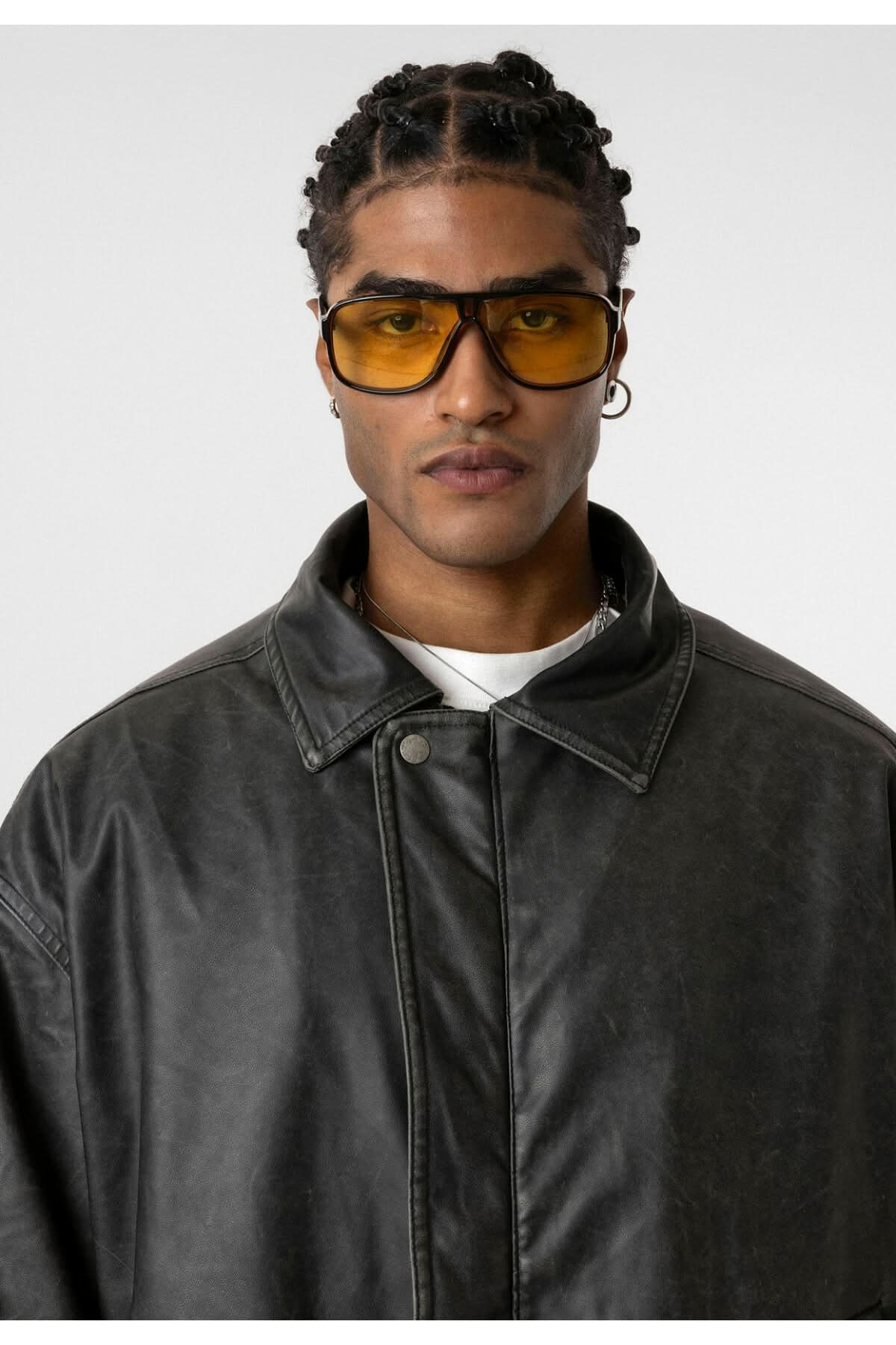 Washed Puffer Leather Jacket