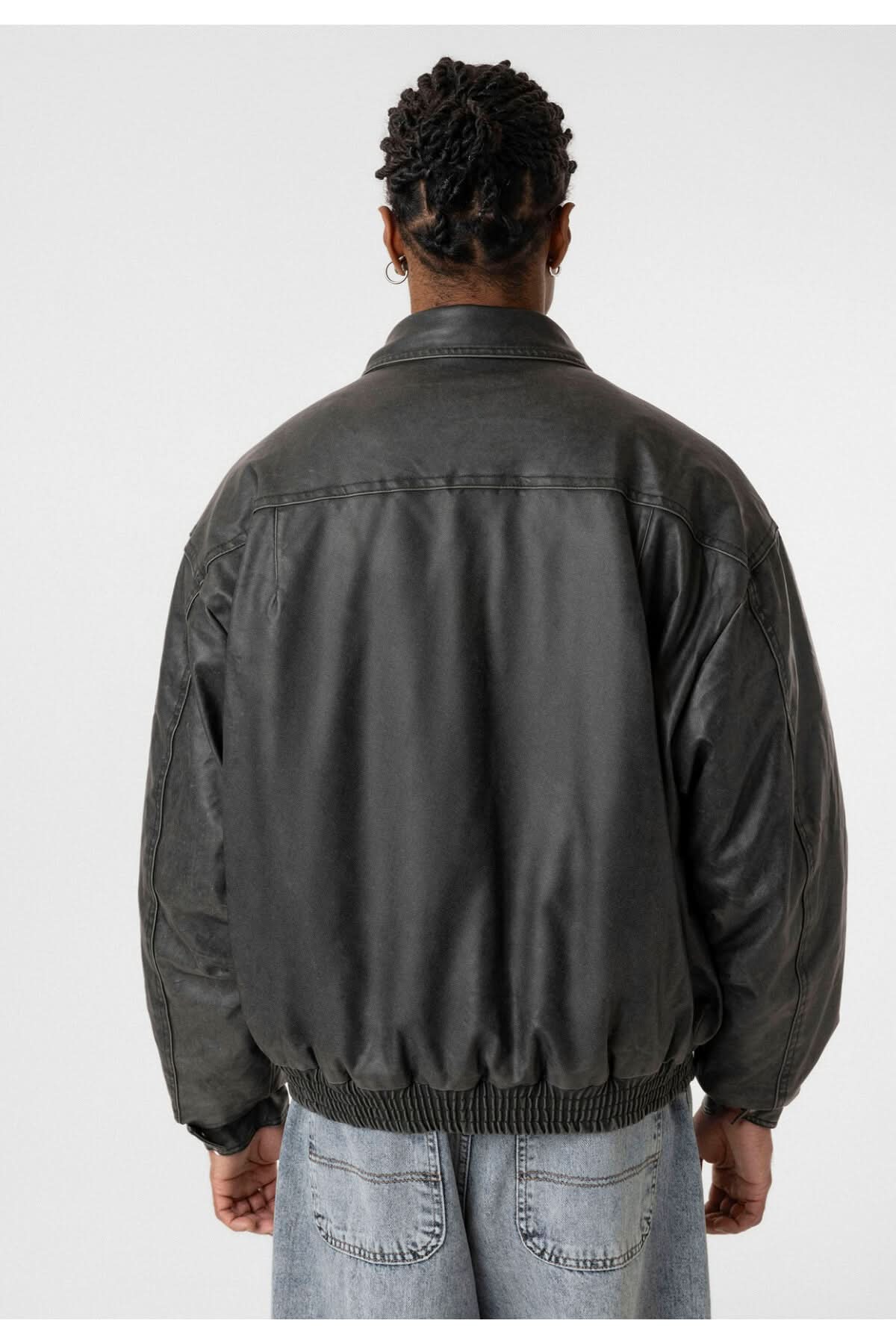 Washed Puffer Leather Jacket