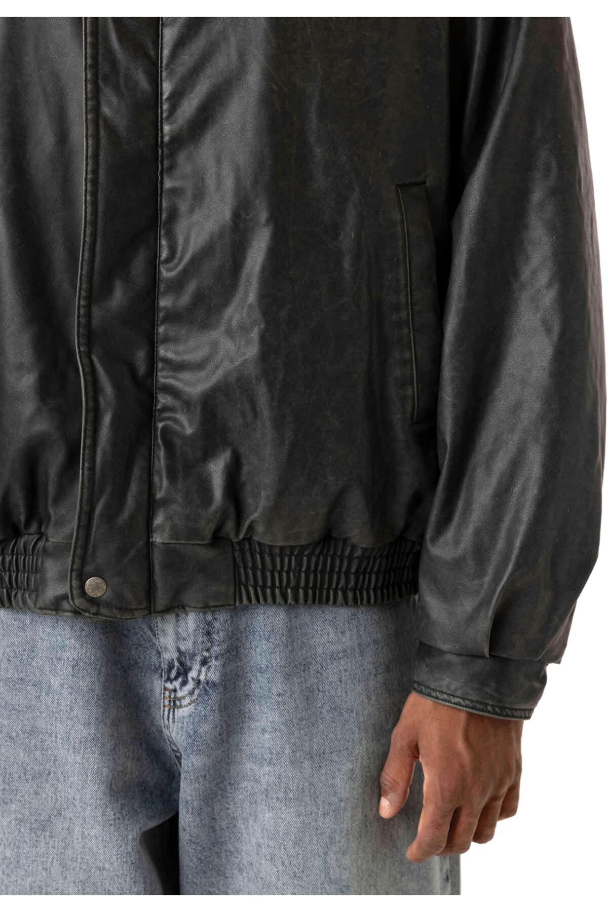 Washed Puffer Leather Jacket